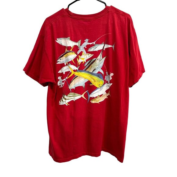 Guy Harvey Red Short Sleeve T-Shirt With Fish Graphic Size M - Picture 1 of 8